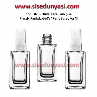 PARFÜM ŞİŞESİ KÖŞELİ KÜP CAM 50ml Kod: 361 