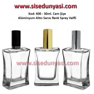 Alüminyum Spreyli KÖŞELİ CAM PARFÜM ŞİŞESİ 30ml Kod: 400