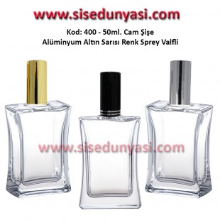 PARFÜM ŞİŞESİ KÖŞELİ MODEL METAL SPREYLİ 50ml Kod: 400 