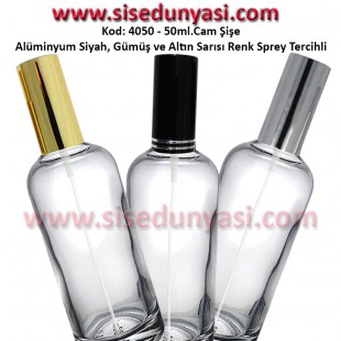 Alüminyum Spreyli Cam Parfüm Şişesi 50ml Kod: 4050