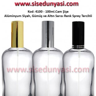 Alüminyum Spreyli Cam Parfüm Şişesi 100ml Kod: 4100