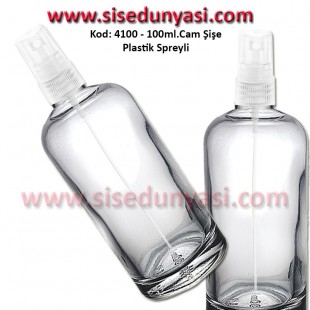 Plastik Spreyli Cam Parfüm Şişesi 100ml Kod: 4100