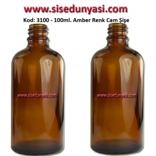 100ml Amber/Kahverengi Cam Şişe Kod:3100 