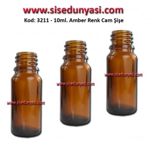 10ml. Amber/Kahverengi Cam Şişe Kod:3211 