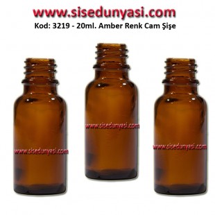 20ml Amber/Kahverengi Cam Şişe Kod:3219 