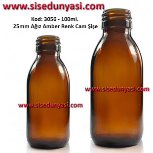 100ml Amber/Kahverengi 25mm Ağız Cam Şişe Kod 3056 100ml Amber/Kahverengi 25mm Ağız Cam Şişe Kod 3056