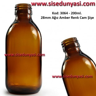 200ml Amber/Kahverengi 28mm Ağız Cam Şişe Kod 3064 200ml Amber/Kahverengi 28mm Ağız Cam Şişe Kod 3064