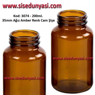 200ml Amber/Kahverengi 35mm Ağız Cam Şişe Kod 3074 200ml Amber/Kahverengi 35mm Ağız Cam Şişe Kod 3074