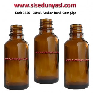 30ml Amber/Kahverengi Cam Şişe Kod:3230 