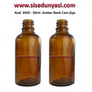 50ml Amber/Kahverengi Cam Şişe Kod:3050 