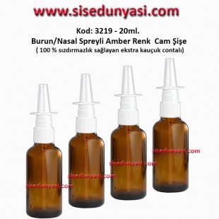 20ml. Burun Spreyli Amber Renk Cam Şişe Kod: 3219 