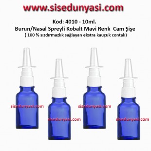 10ml. Burun Spreyli Kobalt Mavi Cam Şişe Kod 4010 