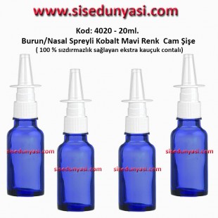 20ml. Burun Spreyli Kobalt Mavi Cam Şişe Kod 4020 