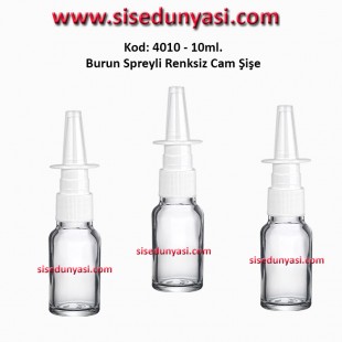 10ml. Burun Spreyli Renksiz Cam Şişe Kod 4010 