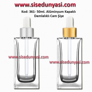 Cam Pipetli Damlalıklı Kozmetik Cam Şişe 50ml Kod: 361