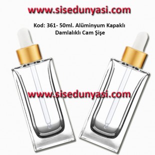 Lüks Seri Cam Pipetli Köşeli Model Cilt Bakım Şişesi 50ml Kod: 361