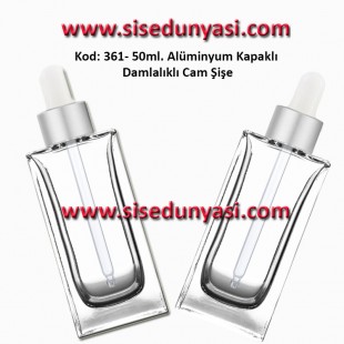 Lüks Seri Cam Pipetli Köşeli Model Cilt Bakım Şişesi 50ml Kod: 361