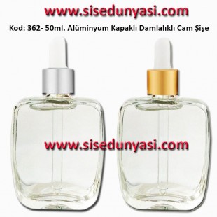 Cam Pipetli Damlalıklı Kozmetik Cam Şişe 50ml Kod: 362