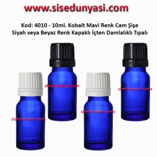 İçten Damlalıklı Tıpalı Mavi Cam Şişe 10ml Kod: 4010