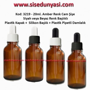 Plastik Pipetli Damlalıklı 20ml. Amber Cam Şişe Kod 3219 