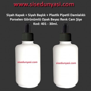 Porselen Görünümlü Beyaz Plastik Pipetli Damlalıklı Şişe 30ml Kod: 401