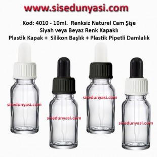 Plastik Pipetli Damlalıklı 10ml. Renksiz Cam Şişe Kod: 4010 