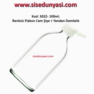 100ml. Yandan Damlalıklı Flakon Renksiz Cam Şişe Kod: 3022 