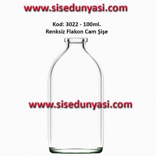 100ml. Flakon Renksiz Cam Şişe Kod: 3022 