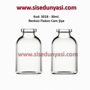 30ml. Flakon Renksiz Cam Şişe Kod: 3018 