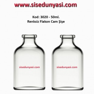 50ml. Flakon Renksiz Cam Şişe Kod: 3020 