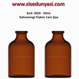 50ml. Flakon Kahverengi Cam Şişe Kod: 3020 