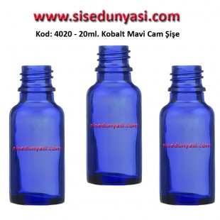 20ml. Kobalt Mavi Cam Şişe Kod: 4020