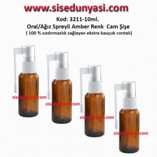 10ml. Ağız Spreyli Amber Renk Cam Şişe Kod:3211 