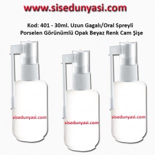 30ml. Ağız Spreyli Opak Beyaz Cam Şişe Kod 401 