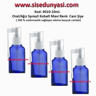 10ml. Ağız Spreyli Kobalt Mavi Renk Şişe Kod 4010 