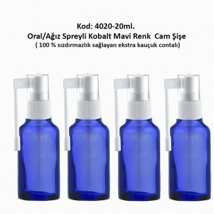 20ml. Ağız Spreyli Kobalt Mavi Cam Şişe Kod 4020 