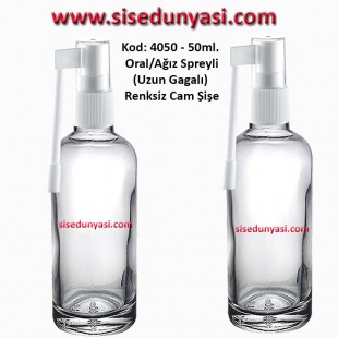 50ml. Ağız Spreyli Renksiz Cam Şişe Kod: 4050 