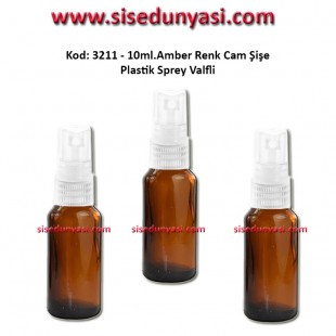 10ml. Plastik Spreyli Amber Cam Şişe Kod: 3211 