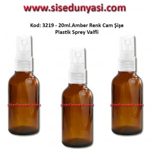 20ml. Plastik Spreyli Amber Cam Şişe Kod: 3219 