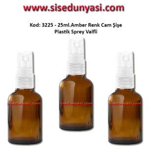 25ml. Plastik Spreyli Amber Cam Şişe Kod: 3225 