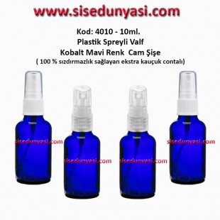 10ml. Plastik Spreyli MAVİ RENK CAM ŞİŞE Kod: 4010