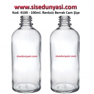 100ml. Renksiz Cam Şişe Kod: 4100 