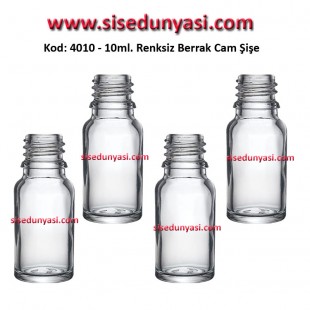 10ml. Renksiz Cam Şişe Kod: 4010 