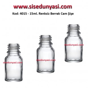 15ml. Renksiz Cam Şişe Kod: 4015 