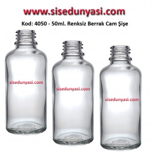 50ml. Renksiz Cam Şişe Kod: 4050 