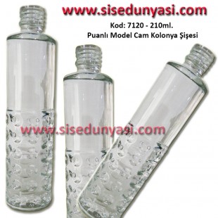 Cam Kolonya Şişesi 220ml Puanlı Desenli Kapaksız Kod 7120