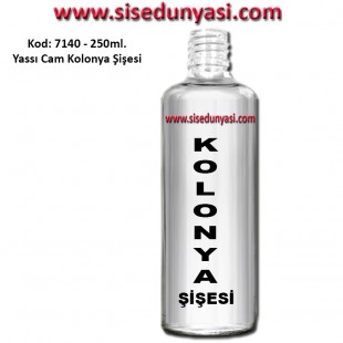 250 ml Cam Kolonya Şişesi Yassı Dizayn Kapaksız Kod 7140