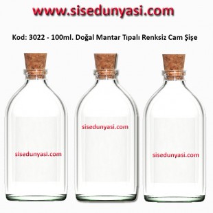 100ml. Mantar Tıpalı Cam Şişe Kod: 3022