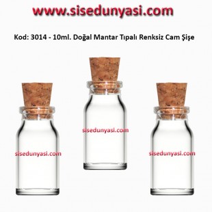 Mantar Tıpalı Cam Şişe 10ml Kod: 3014