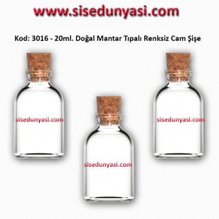 20ml. Mantar Tıpalı Cam Şişe Kod: 3016